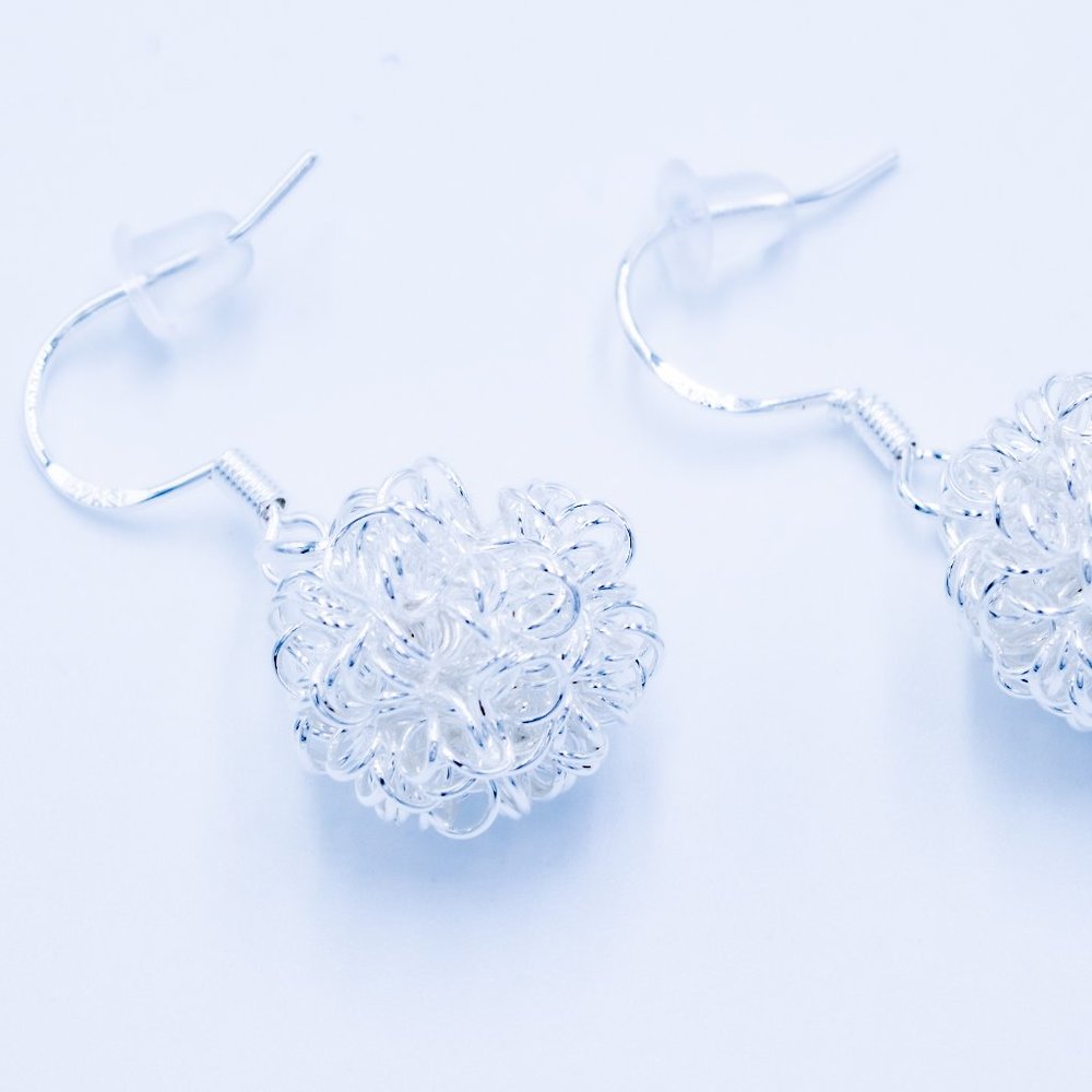 Ball Dangle Silver Earrings